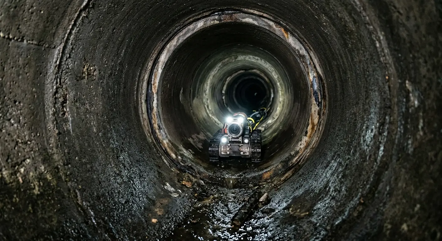 Robotic sewer camera inspecting pipe interior for Drain Snake Service in Naples